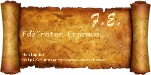 Fürster Erazmus névjegykártya